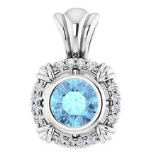 Load image into Gallery viewer, Aquamarine &amp; .08 CTW Diamond Pendant
