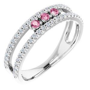 Pink Tourmaline & 1/4 CTW Diamond Ring