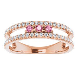 Pink Tourmaline & 1/4 CTW Diamond Ring