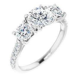 6.5 mm Round Forever One™ Moissanite & 1/6 CTW Diamond Engagement Ring