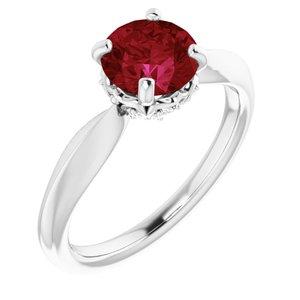 Chatham® Lab-Created Ruby & 1/10 CTW Diamond Ring