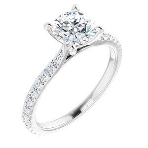 6.5 mm Round Forever One™ Moissanite & 3/8 CTW Diamond Engagement Ring