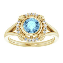 Load image into Gallery viewer, Aquamarine &amp; .08 CTW Diamond Ring
