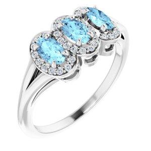 Aquamarine & 1/6 CTW Diamond Ring