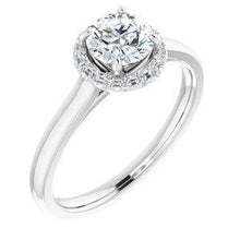 Load image into Gallery viewer, 6.5 mm Round Forever one™ Moissanite &amp; 1/8 CTW Diamond Engagement Ring
