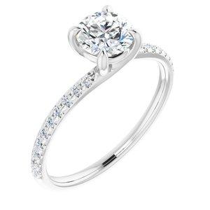 6.5 mm Round Forever One™ Moissanite & 1/6 CTW Diamond Engagement Ring