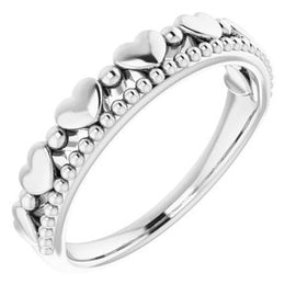 Stackable Beaded Heart Ring