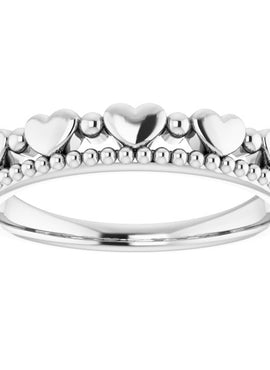 Stackable Beaded Heart Ring