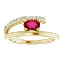 Load image into Gallery viewer, Chatham® Lab-Created Ruby &amp; 1/8 CTW Diamond Ring
