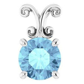 6 mm Round Aquamarine Pendant
