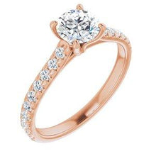 Load image into Gallery viewer, 6.5 mm Round Forever One™ Moissanite &amp; 3/8 CTW Diamond Engagement Ring
