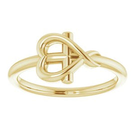 Cross with Heart Youth Ring