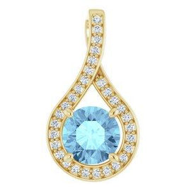 Aquamarine & .08 CTW Diamond Pendant