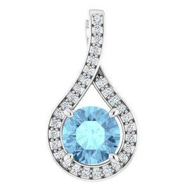 Aquamarine & .08 CTW Diamond Pendant
