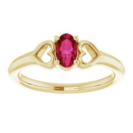 5x3 mm Oval Garnet Youth Heart Ring
