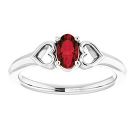 5x3 mm Oval Garnet Youth Heart Ring