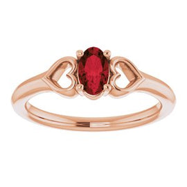 5x3 mm Oval Garnet Youth Heart Ring