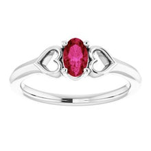 Load image into Gallery viewer, 5x3 mm Oval Garnet Youth Heart Ring
