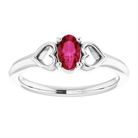 5x3 mm Oval Garnet Youth Heart Ring