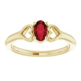 5x3 mm Oval Garnet Youth Heart Ring