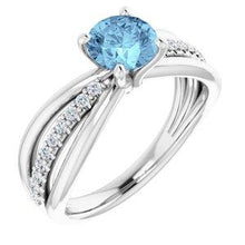 Load image into Gallery viewer, Aquamarine &amp; 1/6 CTW Diamond Ring
