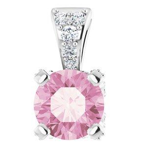 Baby Pink Topaz & 1/10 CTW Diamond Pendant