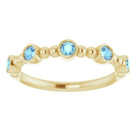 Blue Sapphire Stackable Beaded Ring