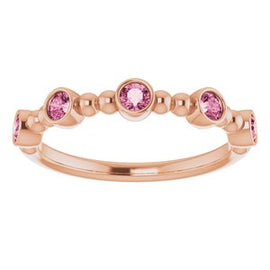 Blue Sapphire Stackable Beaded Ring