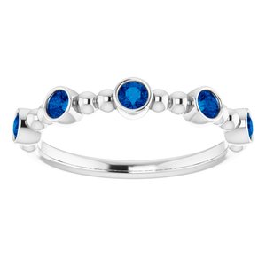 Blue Sapphire Stackable Beaded Ring