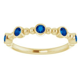 Blue Sapphire Stackable Beaded Ring