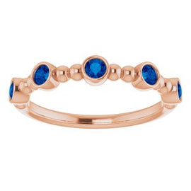 Blue Sapphire Stackable Beaded Ring