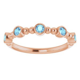 Blue Sapphire Stackable Beaded Ring