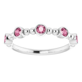 Blue Sapphire Stackable Beaded Ring