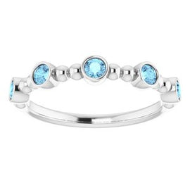 Blue Sapphire Stackable Beaded Ring