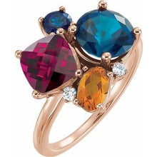 Load image into Gallery viewer, Multi-Gemstone &amp; .05 CTW Diamond Ring
