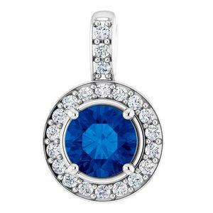 Blue Sapphire & 1/5 CTW Diamond Pendant