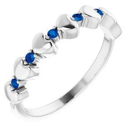 Blue Sapphire Stackable Heart Ring