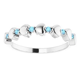 Blue Sapphire Stackable Heart Ring
