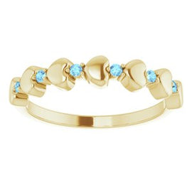 Blue Sapphire Stackable Heart Ring