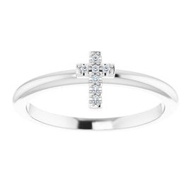 .03 CTW Diamond Stackable Cross Ring