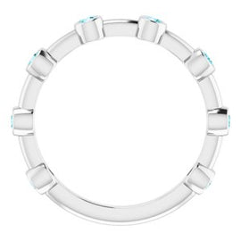 Aquamarine Bezel-Set Bar Ring