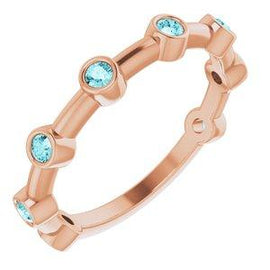 Aquamarine Bezel-Set Bar Ring