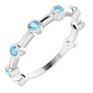 Aquamarine Bezel-Set Bar Ring
