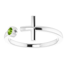 .06 CTW Diamond Negative Space Cross Ring