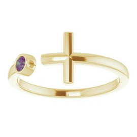 .06 CTW Diamond Negative Space Cross Ring