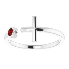 .06 CTW Diamond Negative Space Cross Ring