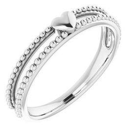 Milgrain Stackable Heart Ring