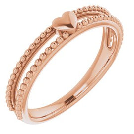 Milgrain Stackable Heart Ring