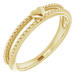 Milgrain Stackable Heart Ring