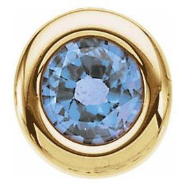 4 mm Round Imitation Blue Zircon Birthstone Slide Pendant